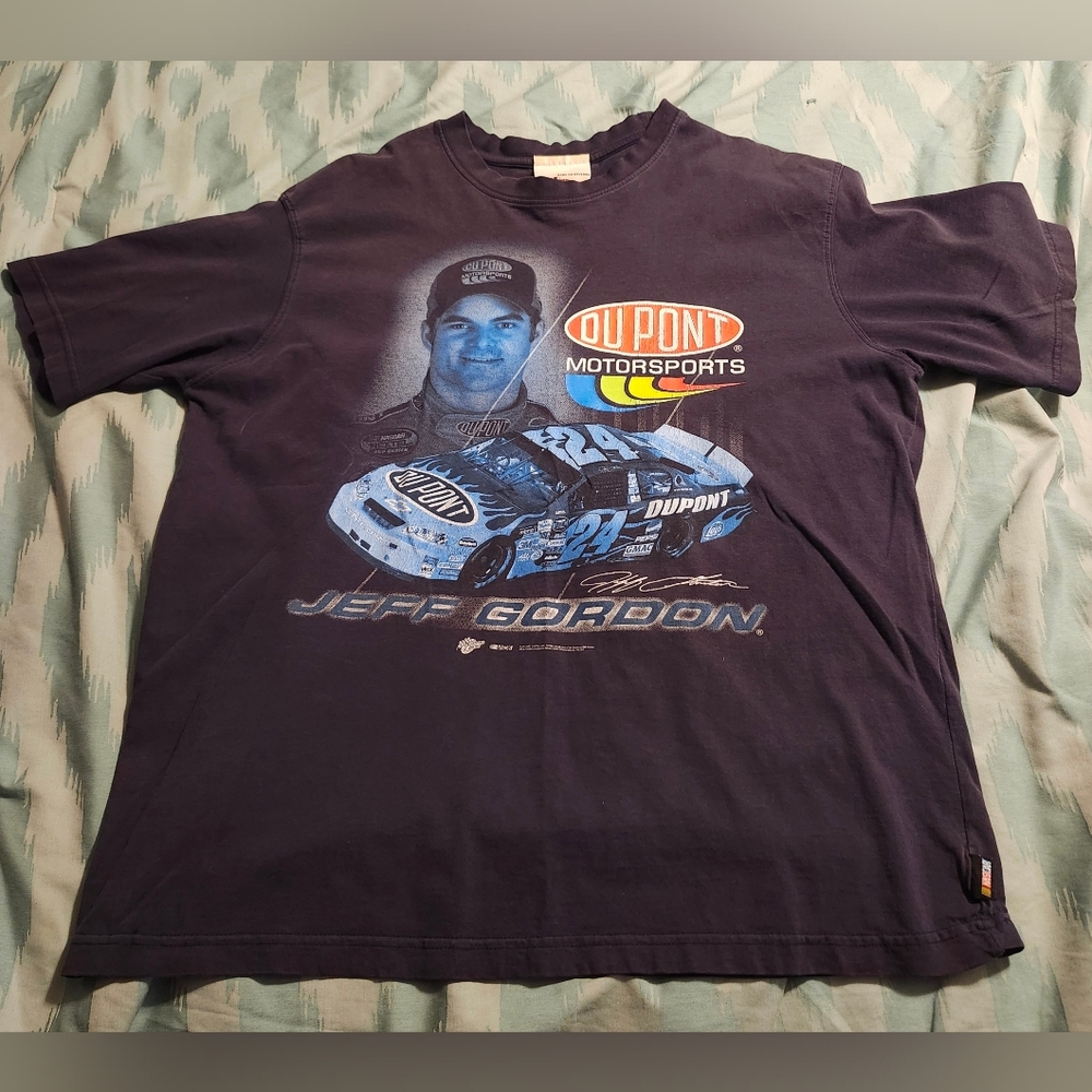 JEFF GORDON Short Sleeve Graphic T-Shirt NASCAR Navy Blue‎ Men's Size Large